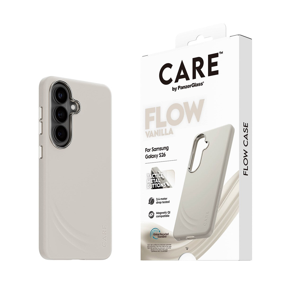 CARE™ by PanzerGlass® Flow Case Vanilla m. Qi Samsung Galaxy S26